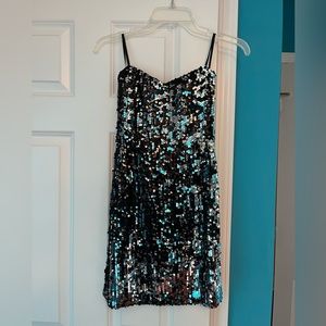 Black Sequin Mini Dress